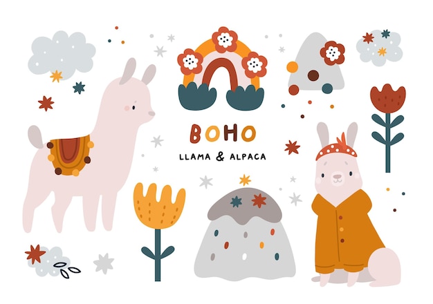 Premium Vector Cute Lama And Alpaca Baby Animals Clipart