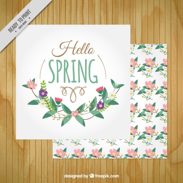 Cute leaves and flowers spring card