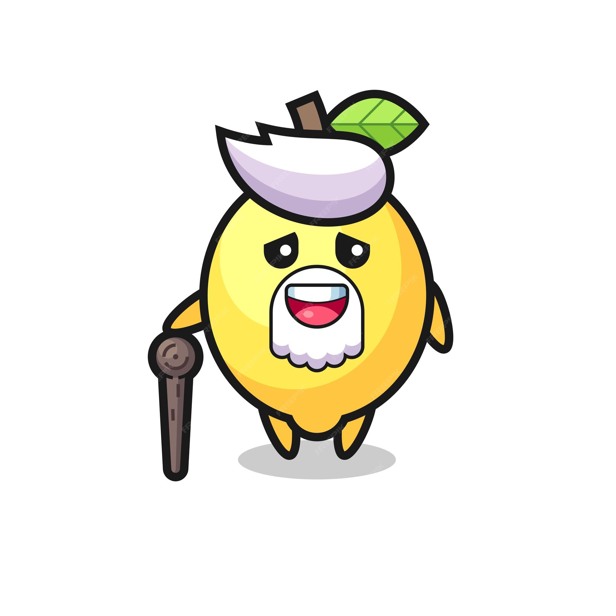 Premium Vector | Cute lemon grandpa is holding a stick , cute style ...