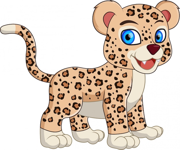 Premium Vector | Cute leopard cartoon standing smiling