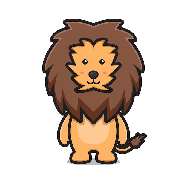 かわいいライオン動物のマスコットキャラクター漫画ベクトルアイコンイラスト動物のマスコットアイコン プレミアムベクター