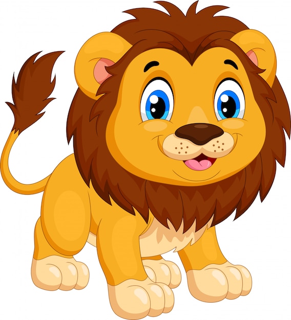Cute lion cartoon | Premium Vector