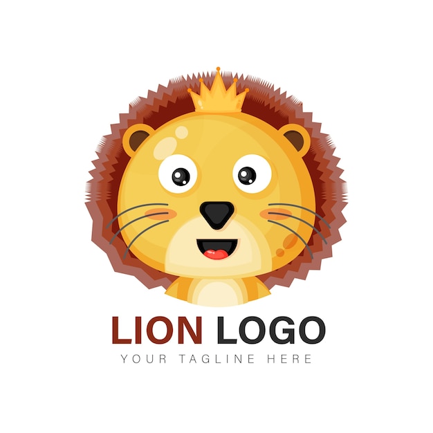 かわいいライオンのロゴデザイン プレミアムベクター