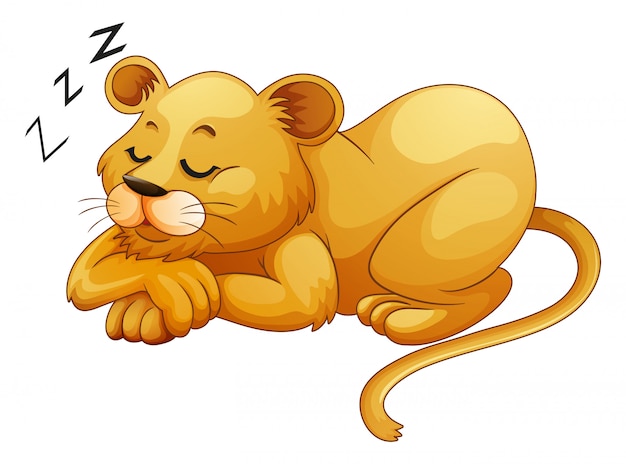 単独で眠っているかわいいライオン 無料のベクター