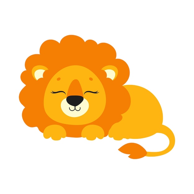 Premium Vector | Cute lion wild animal
