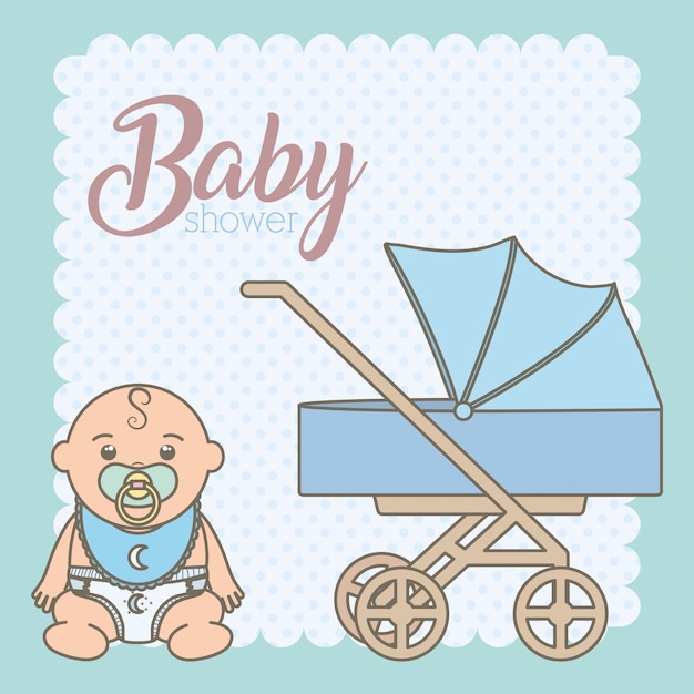 Download Cute little baby boy with cart Vector | Free Download