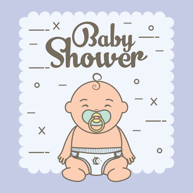Download Cute little baby boy with pacifier Vector | Free Download