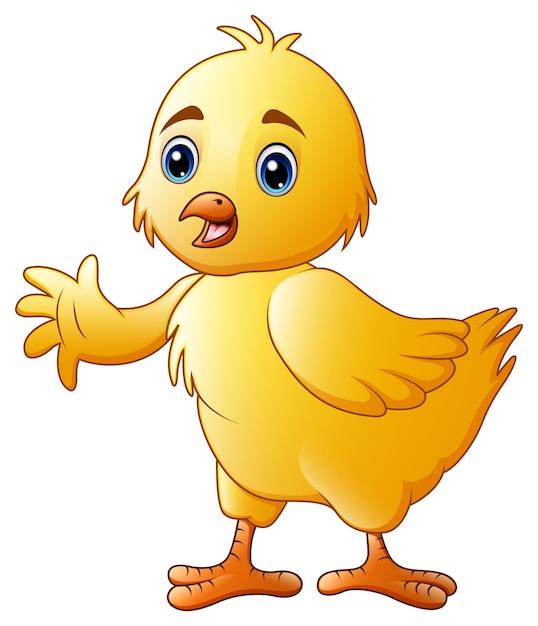 Premium Vector | Cute little baby chick waving isolated on a white ...