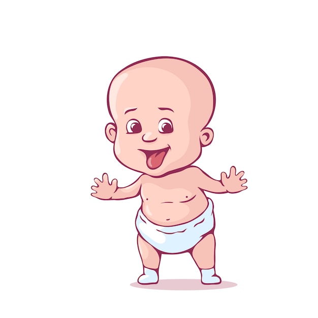 Download Cute little baby in the diaper | Premium Vector