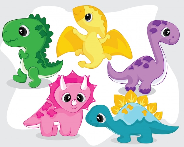 Download Cute little baby dinosaurs collection | Premium Vector