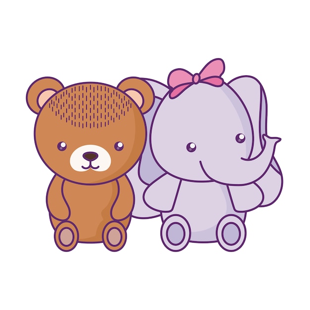 Premium Vector Cute little bear with elephant baby character
