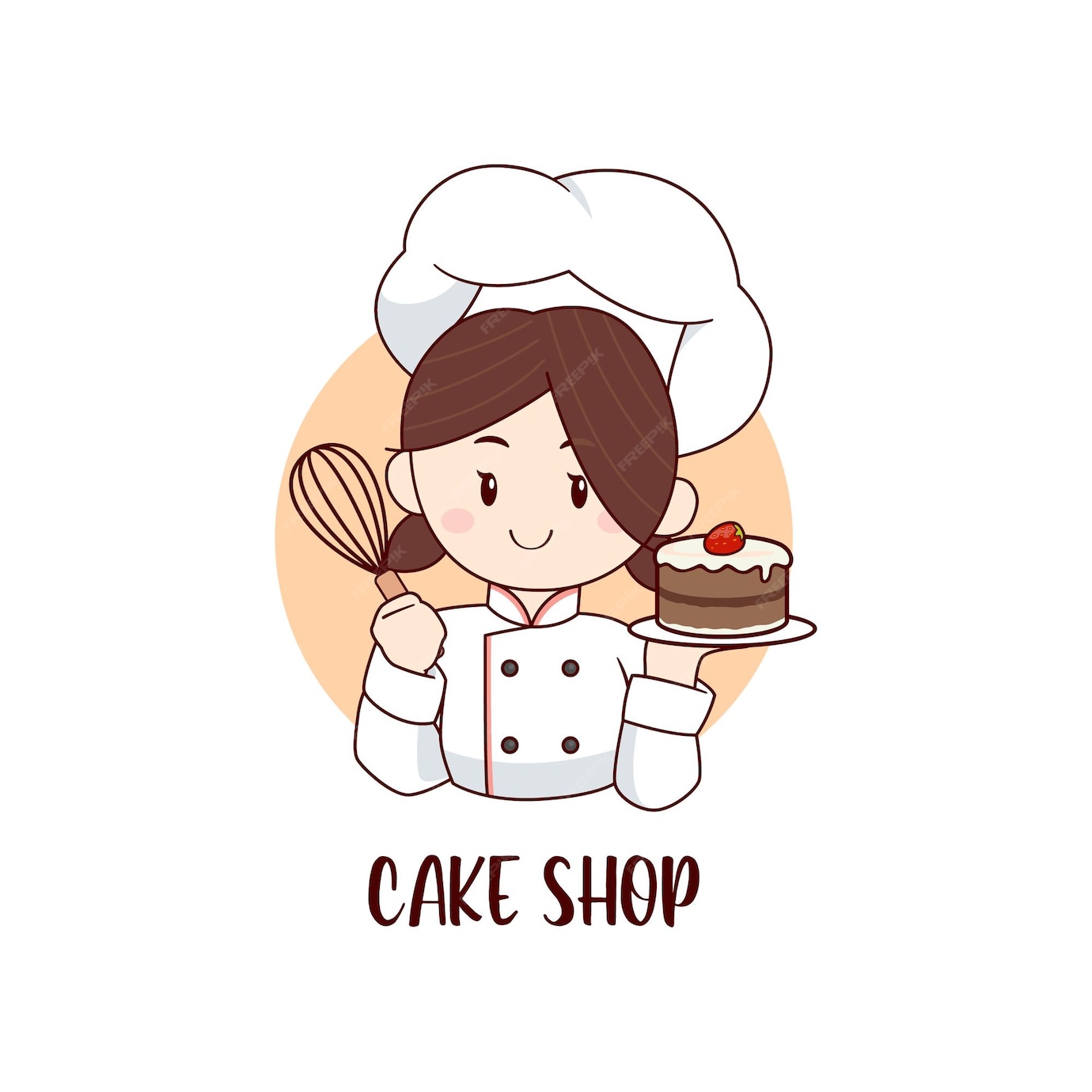 Premium Vector | Cute little chef girl holding chocolate strawberry ...