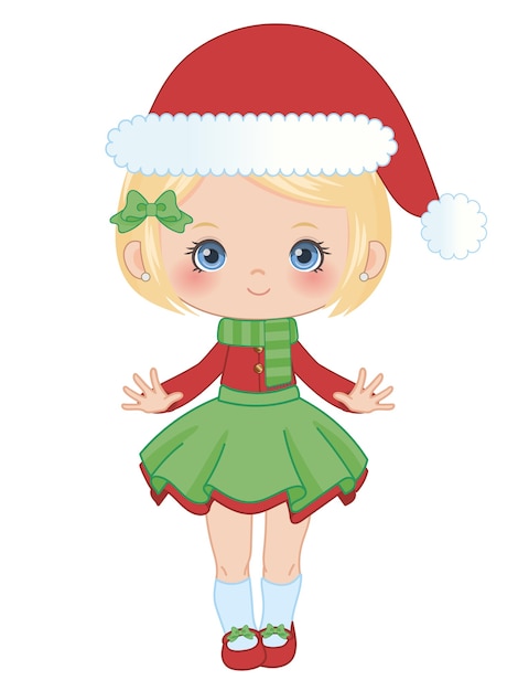 Premium Vector | Cute little christmas blonde little girl