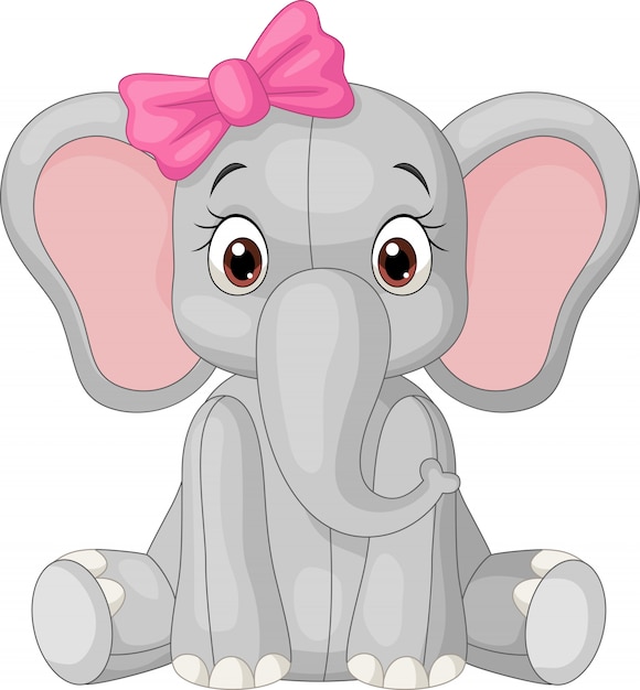 Premium Vector | Cute little elephant girl sitting