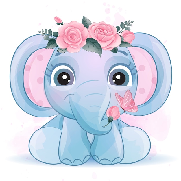 Download Premium Vector | Cute little elephant with watercolor effect