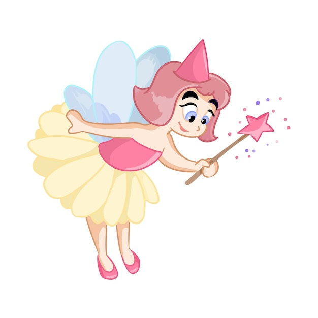 Premium Vector | Cute little fairy princess with magic wand