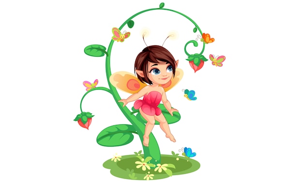  Cute  little flower  fairy sitting Vector  Premium Download