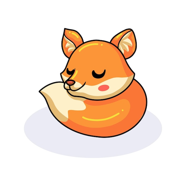 Premium Vector Cute little fox cartoon sleeping