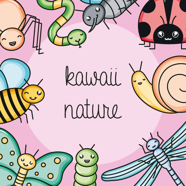 Cute and little garden animals kawaii characters Vector | Premium Download