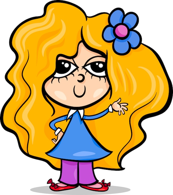  Cute  little  girl  cartoon  illustration Vector Premium 