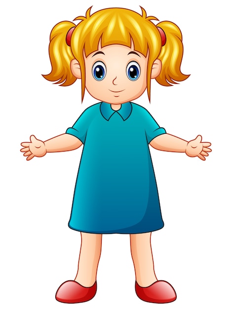 Cute little girl cartoon | Premium Vector