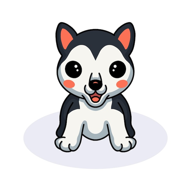 Premium Vector | Cute little husky dog cartoon