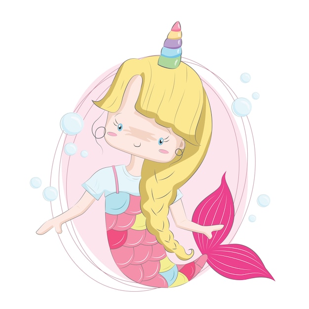 Cute little mermaid Vector | Premium Download