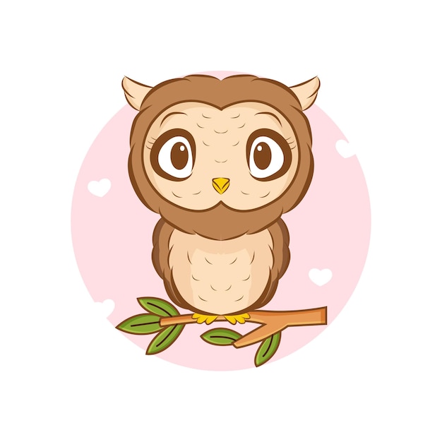 かわいいコキンメフクロウのイラスト プレミアムベクター