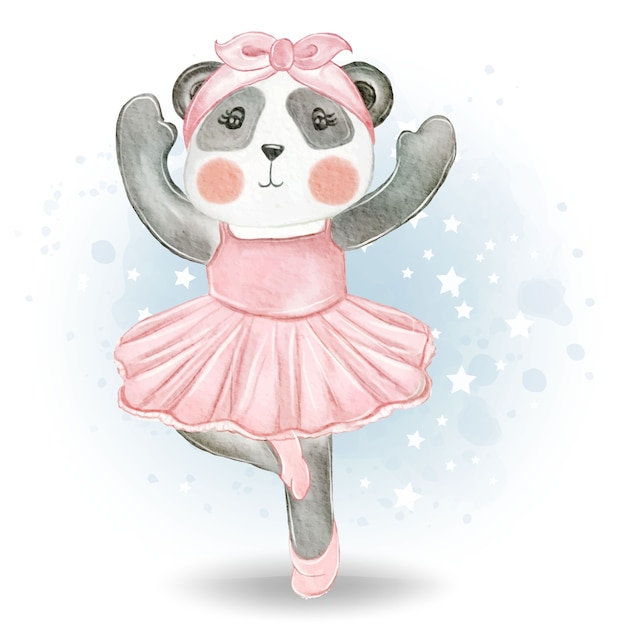 Premium Vector | Cute little panda watercolor illustration