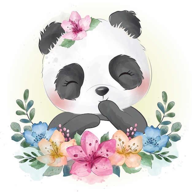 Premium Vector | Cute little panda portrait