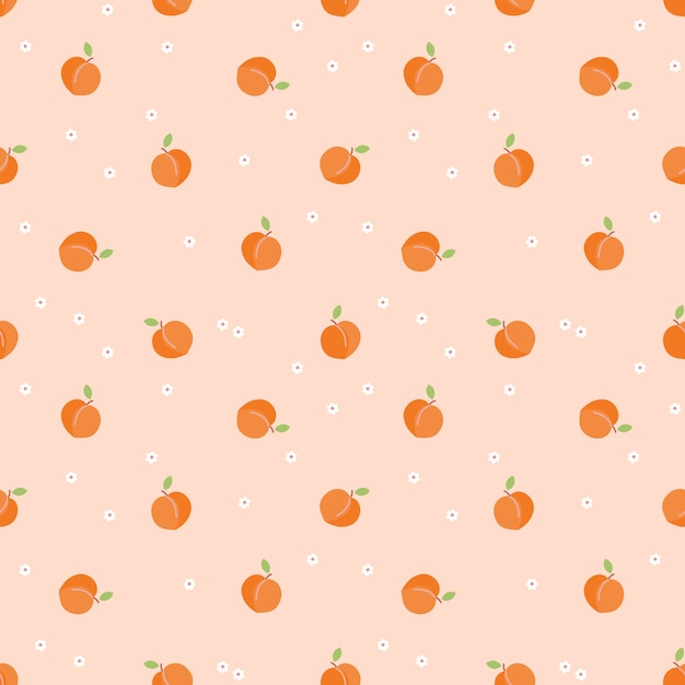 Premium Vector | Cute little peach fruit seamless pattern