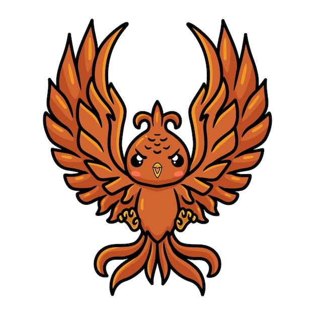 Premium Vector | Cute little phoenix cartoon flying