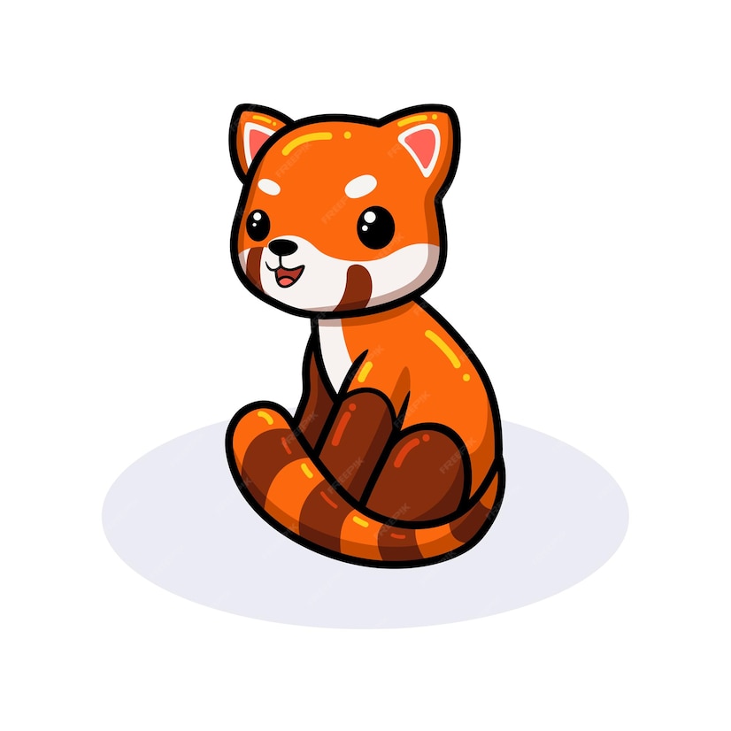 Premium Vector | Cute little red panda cartoon sitting