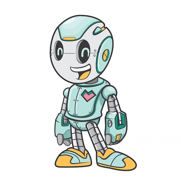 Download Premium Vector | Cute little robot jumping