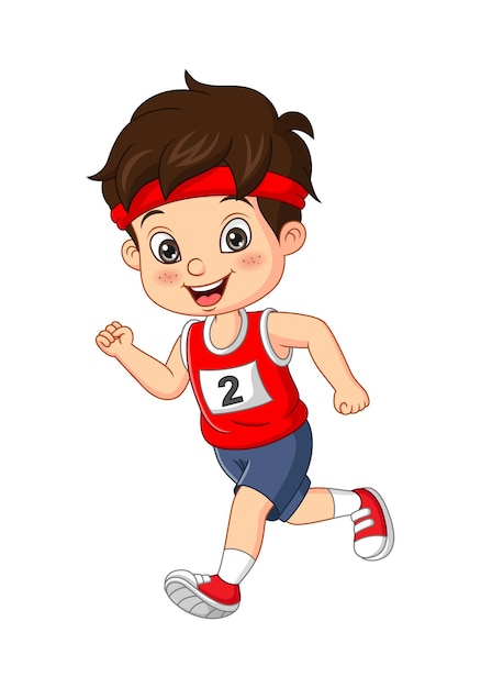 Download Premium Vector | Cute little runner boy cartoon on white ...