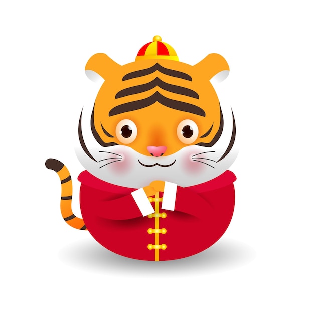 Premium Vector Cute little tiger and happy chinese new