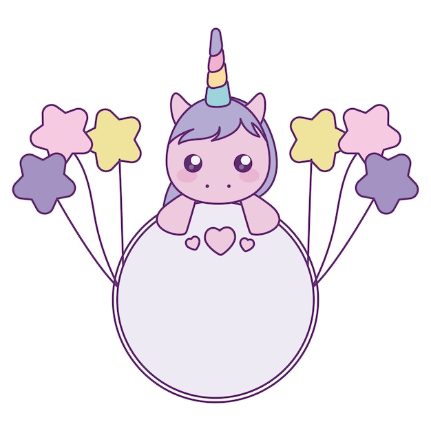 Download Cute little unicorn baby with balloons helium | Premium Vector