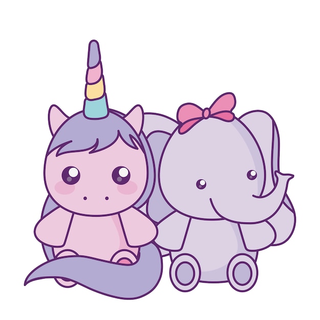 Premium Vector | Cute little unicorn with elephant baby character