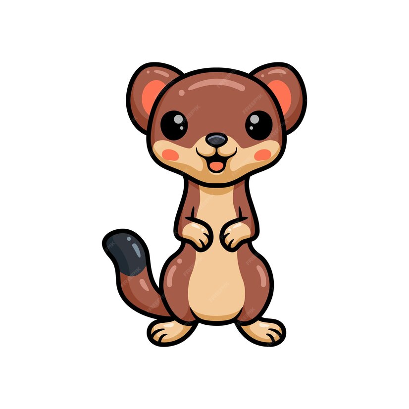 Premium Vector | Cute little weasel cartoon standing