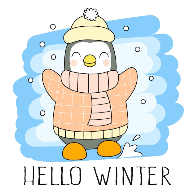 Premium Vector | Cute little winter penguin cartoon character