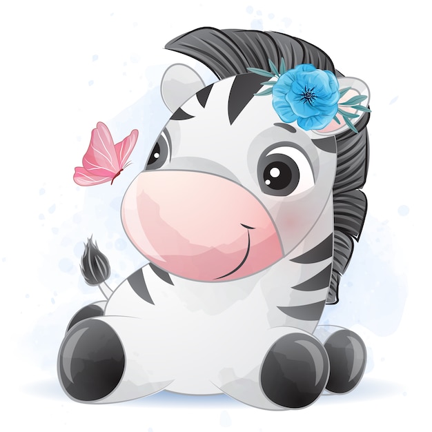 Download Premium Vector | Cute little zebra with watercolor effect