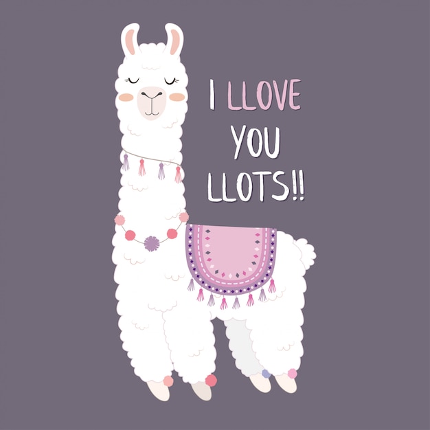Premium Vector Cute llama design with i love you lots.