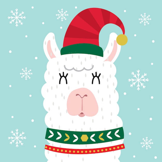 Download Cute llama face,cute christmas character | Premium Vector
