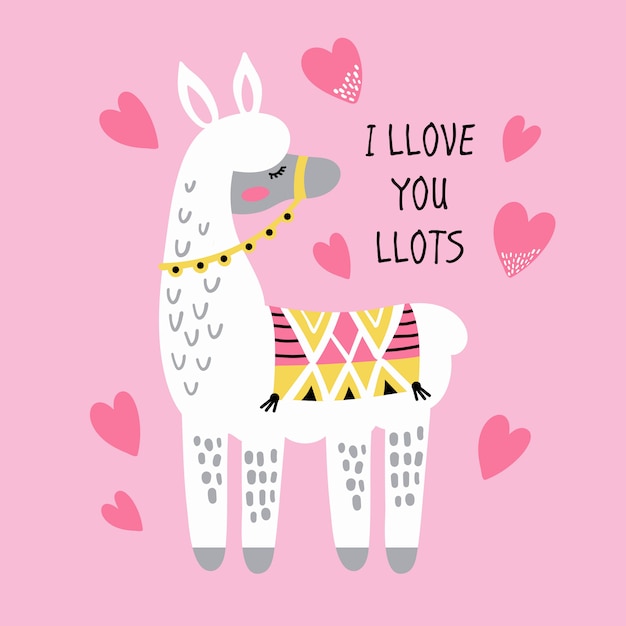 Premium Vector | Cute llama n love.