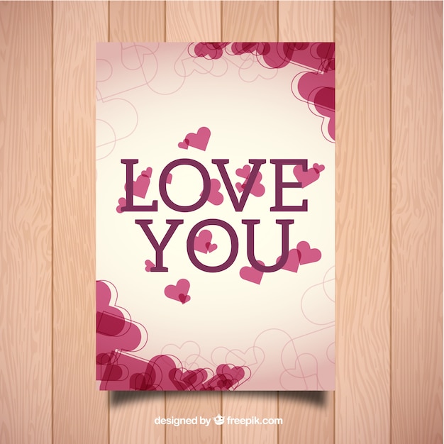 Cute love card with hearts