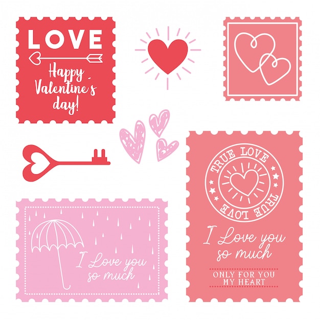 Premium Vector Cute Love Stamps