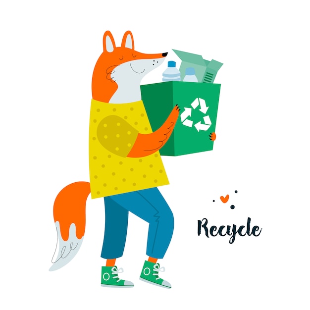 Download Free Cute Lovely Cartoon Fox Character Sorting The Waste Zero Waste Use our free logo maker to create a logo and build your brand. Put your logo on business cards, promotional products, or your website for brand visibility.