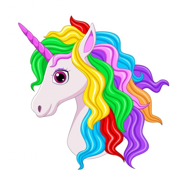 Download Cute magical unicorn head cartoon | Premium Vector