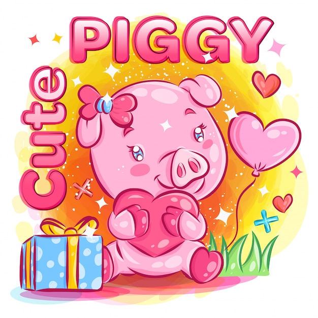 Download Cute male pig feeling in love with valentine's day gift ...