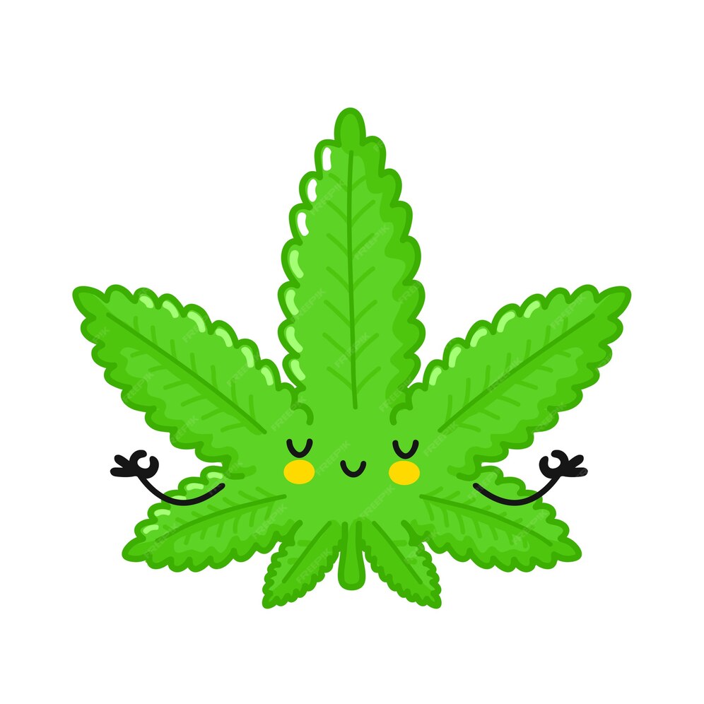 Premium Vector | Cute marijuana weed meditate in yoga pose